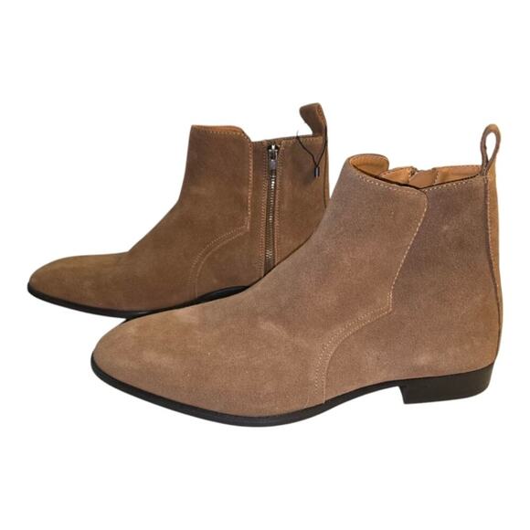 Zara Men's Tan‎ Suede Leather Chelsea Boots Size EU 45 US 11 NEW - Picture 2 of 9